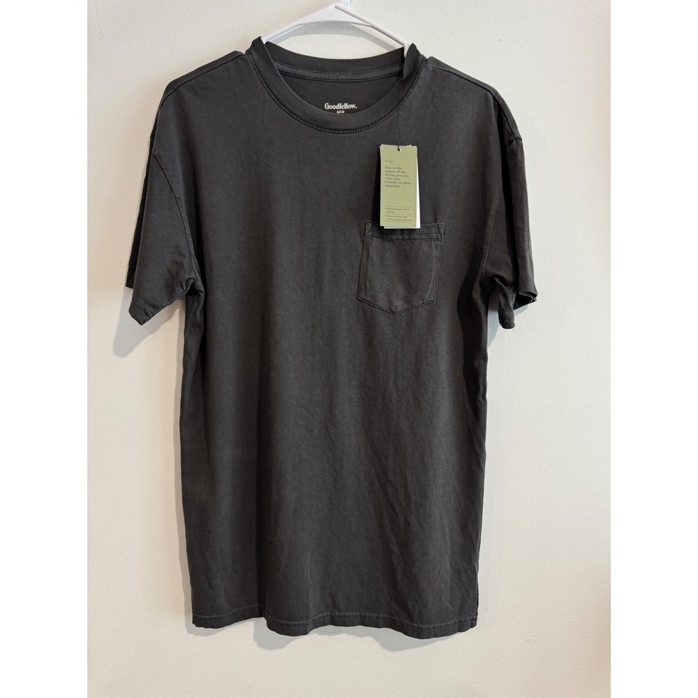 Goodfellow & Co Pocket Tee Mens medium gray Black Washed Cotton Blend